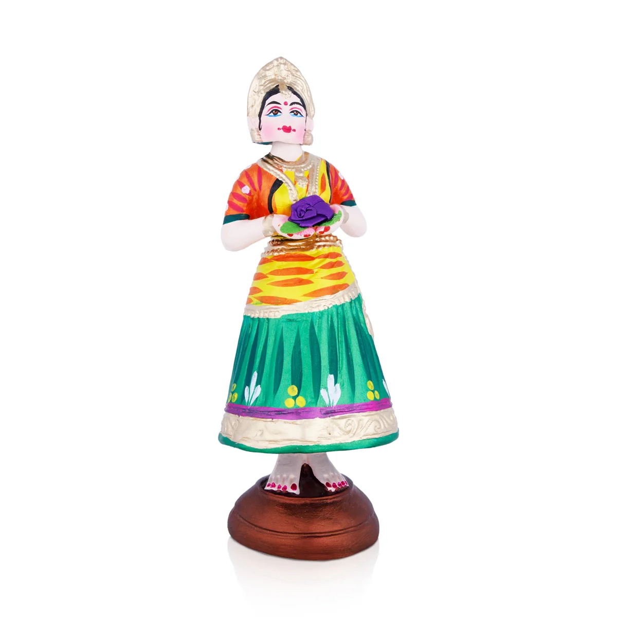 Welcome Dancing Doll Paper Mache Golu Bommai - 15 x 5 Inches | Giri Golu Doll/ Navaratri Golu Bomma/Gombe - Image 4