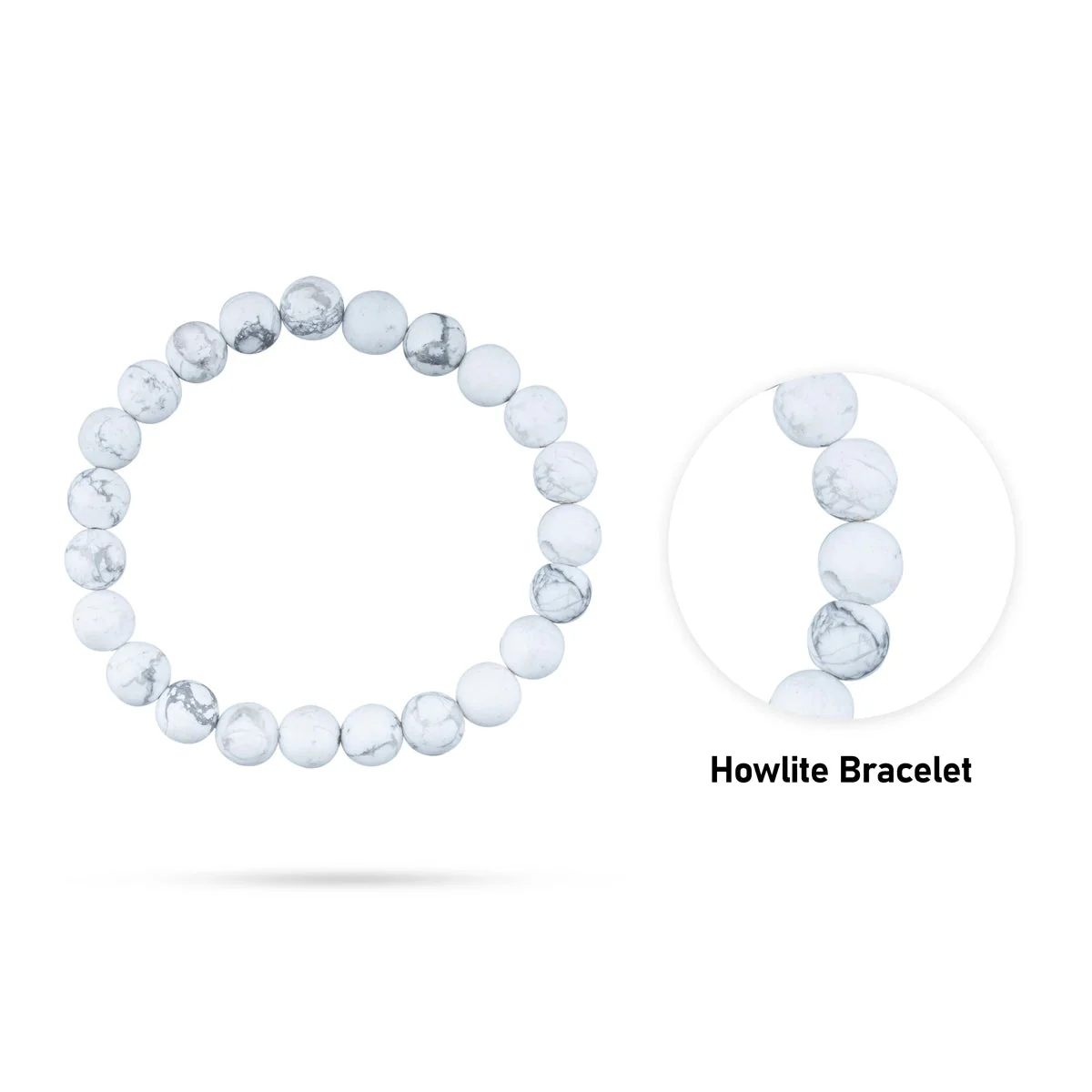 White Howlite Bracelet - 2.5 Inches | Howlite Stone Bracelet/ Howlite Crystal Bracelet for Control Emotions - Image 2