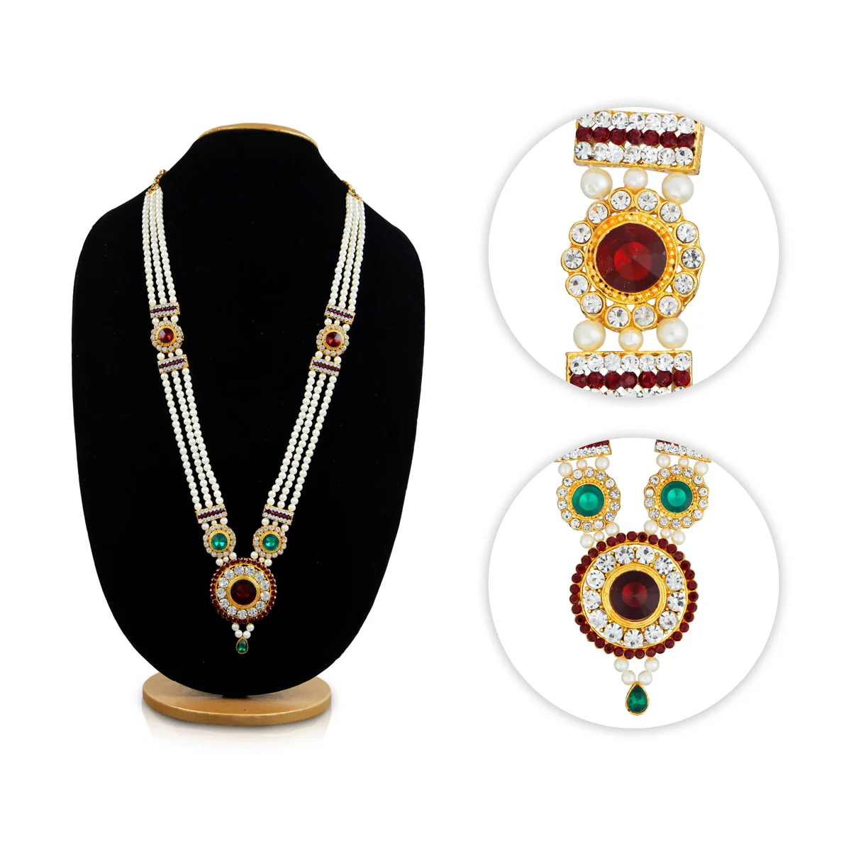 4 Line Moti Mala - 16 Inches | White Beaded Mala/ Artificial Jewellery For Weddings And Women - Image 3