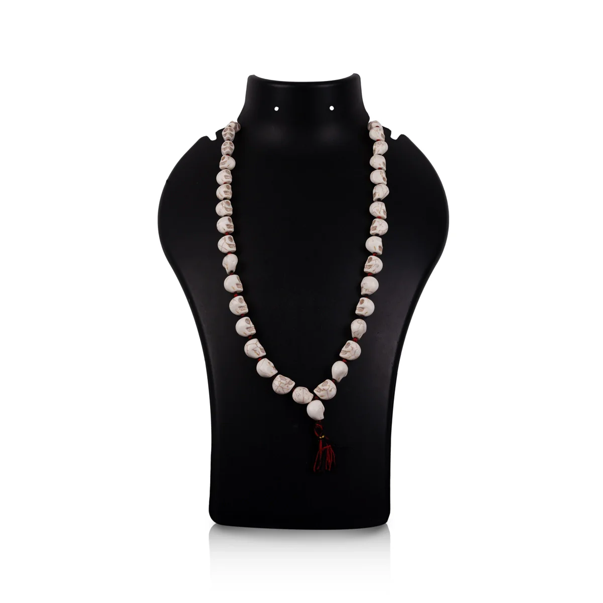 White Skeleton Mala With Thread Knot - 15.5 Inches | Mund Mala/ Mund Ki Mala For Tantric Rituals & Kali Decor