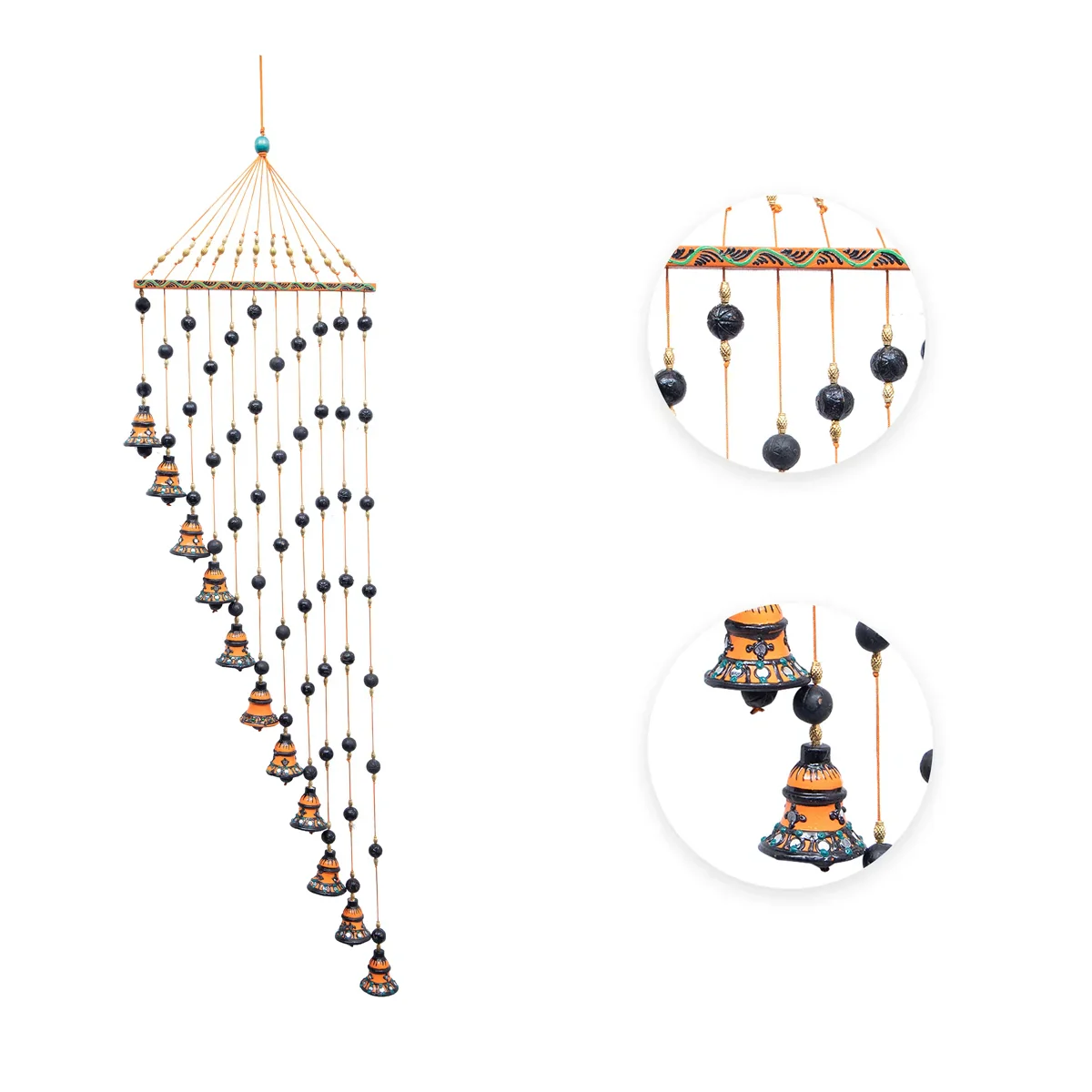 Wind Chime - 16 x 10 Inches | Terracotta Clay Wind Bell Chimes/ Wind Bell for Home Decor - Image 2