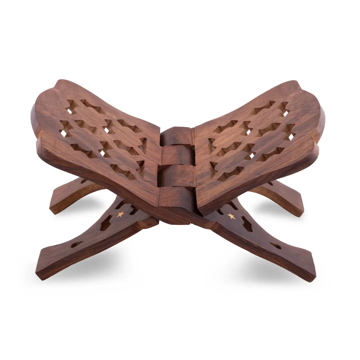 Wood Rehal - 6 x 12 Inches | Holy Book Stand/ Star Jali Design Rehal for Reading Purpose - Image 3