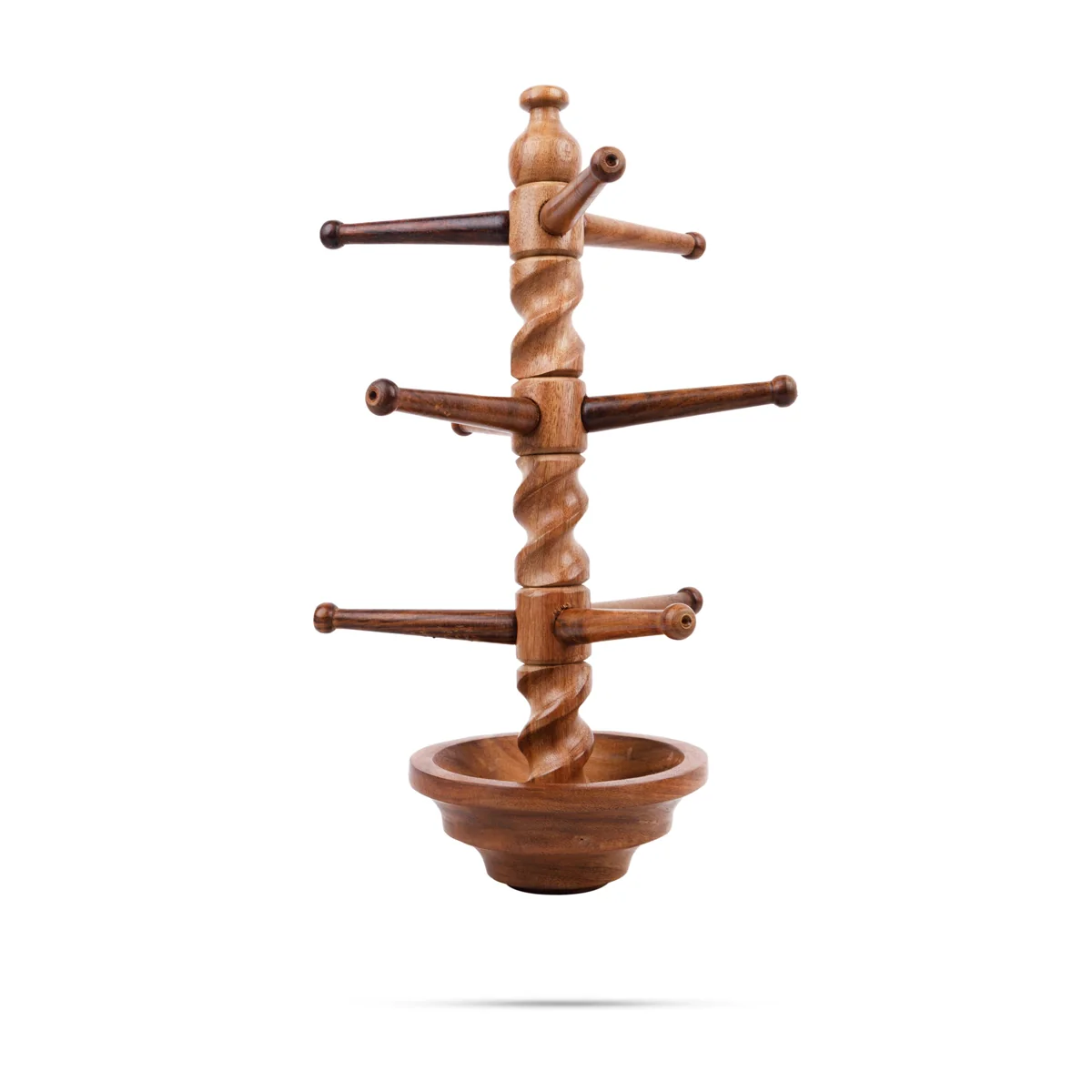 Wooden Bangle Stand With Base - 13 x 7 Inches | Bangle Holder/ Chudi Stand/ Bangle Display Stand for Women - Image 3