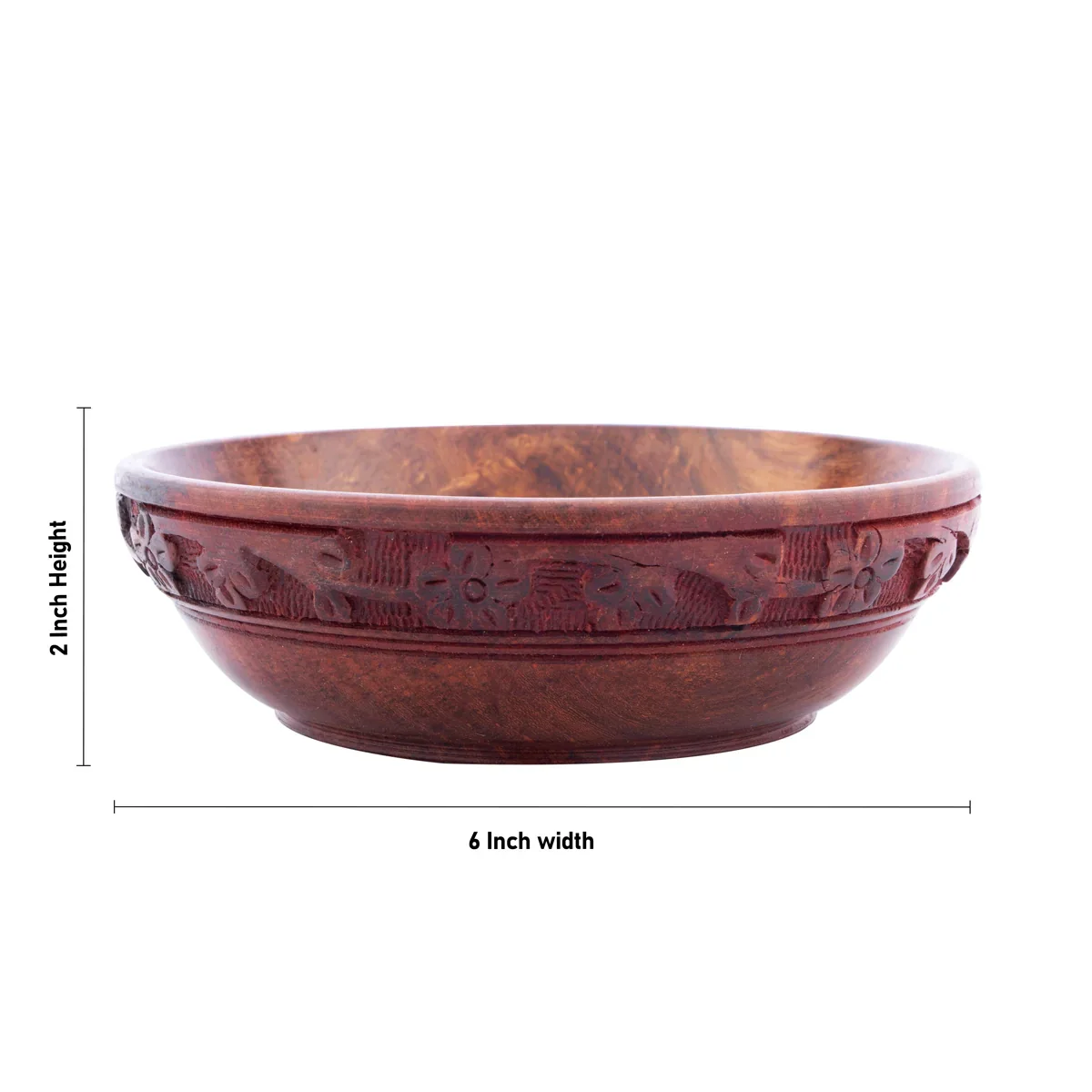 Wooden Bowl - 2 x 6 Inches | Hand Carved Wooden Cup/ Wooden Serving Bowl for Home - Image 4