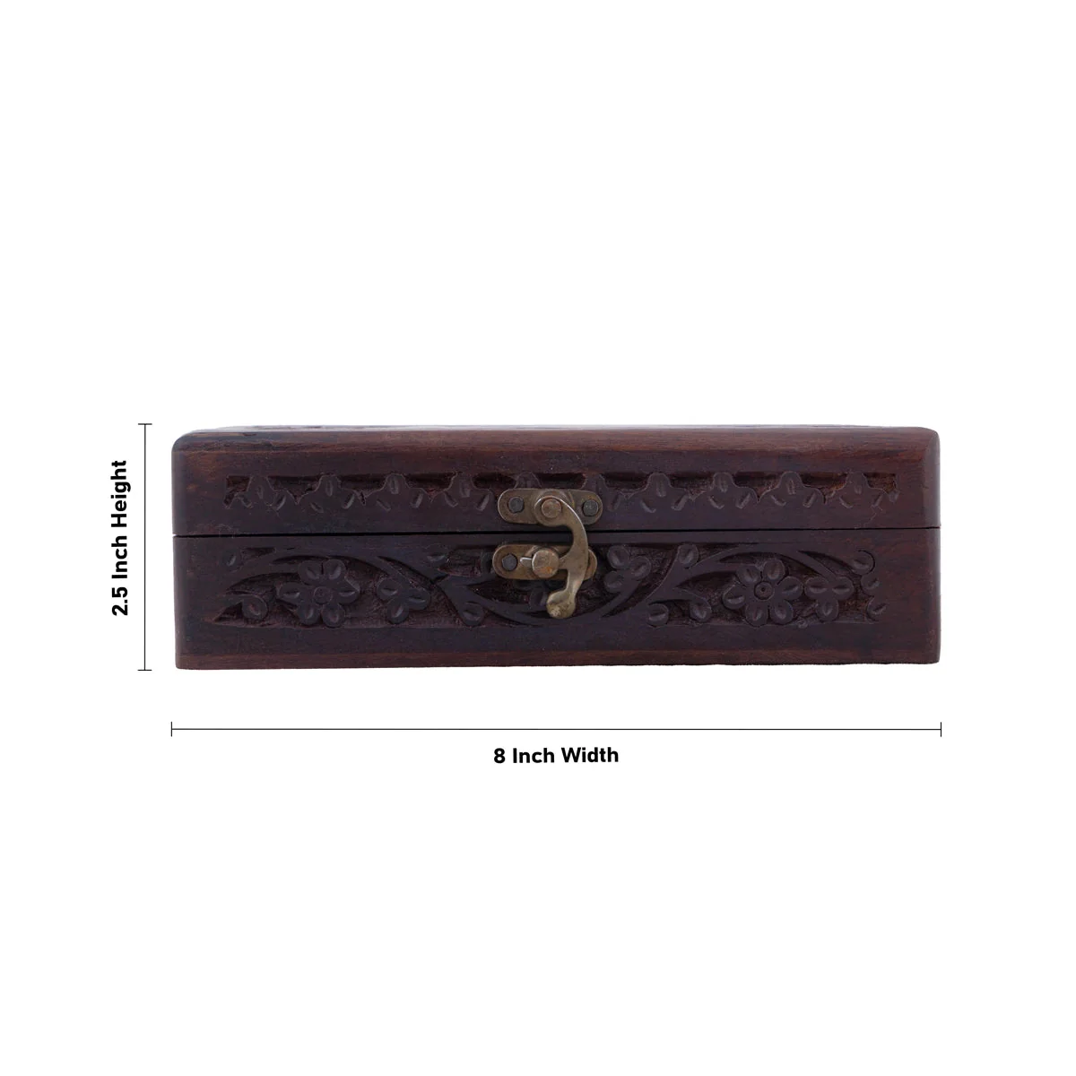 Wooden Box - 2.5 x 8 x 5 Inches | Wooden Jewelry Box/ Brass Work Wooden Storage Box for Women - Image 3