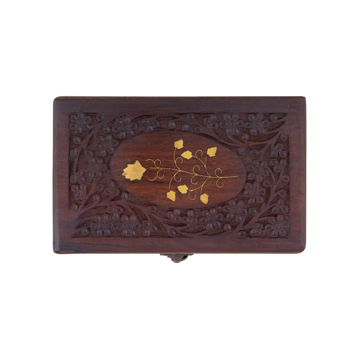 Wooden Box - 2.5 x 8 x 5 Inches | Wooden Jewelry Box/ Brass Work Wooden Storage Box for Women - Image 4