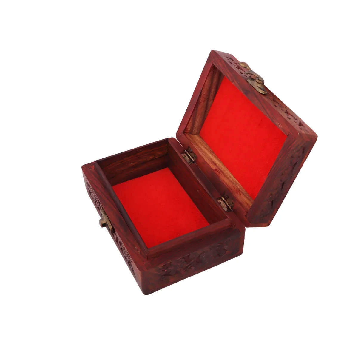 Wooden Box - 2 x 6 Inches | Wooden Jewellery Box/ Brass Work Wooden Storage Box for Women - Image 3