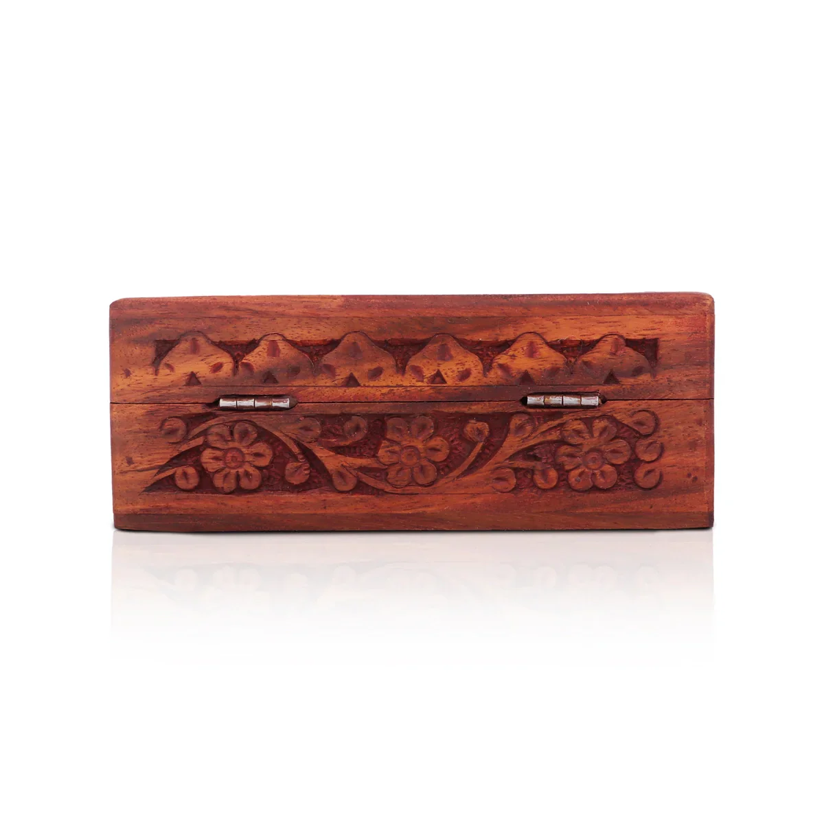Wooden Box - 2 x 6 Inches | Wooden Jewellery Box/ Brass Work Wooden Storage Box for Women - Image 4