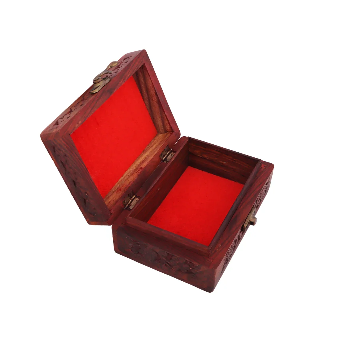 Wooden Box - 2 x 6 Inches | Wooden Jewellery Box/ Brass Work Wooden Storage Box for Women - Image 5