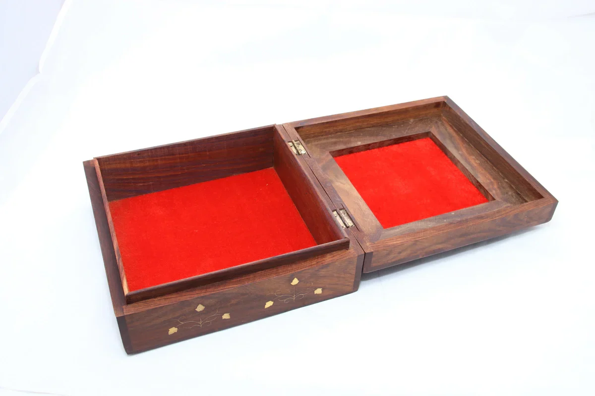 Wooden Box - 3 x 8 Inches | Jali Work with Elephant Inlaid Jewel Box/ Storage Box for Women - Image 4