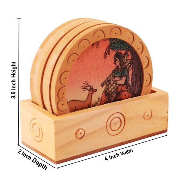 Wooden Coaster Set - Round 3.5 Inches | Decorative Coaster/ Sheesham Wood Coaster for Home - Image 3