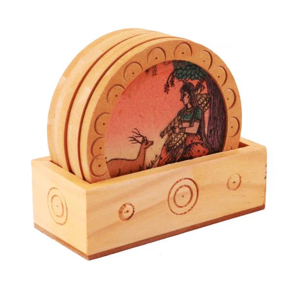 Wooden Coaster Set - Round 3.5 Inches | Decorative Coaster/ Sheesham Wood Coaster for Home - Image 4