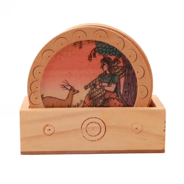 Wooden Coaster Set - Round 3.5 Inches | Decorative Coaster/ Sheesham Wood Coaster for Home - Image 5