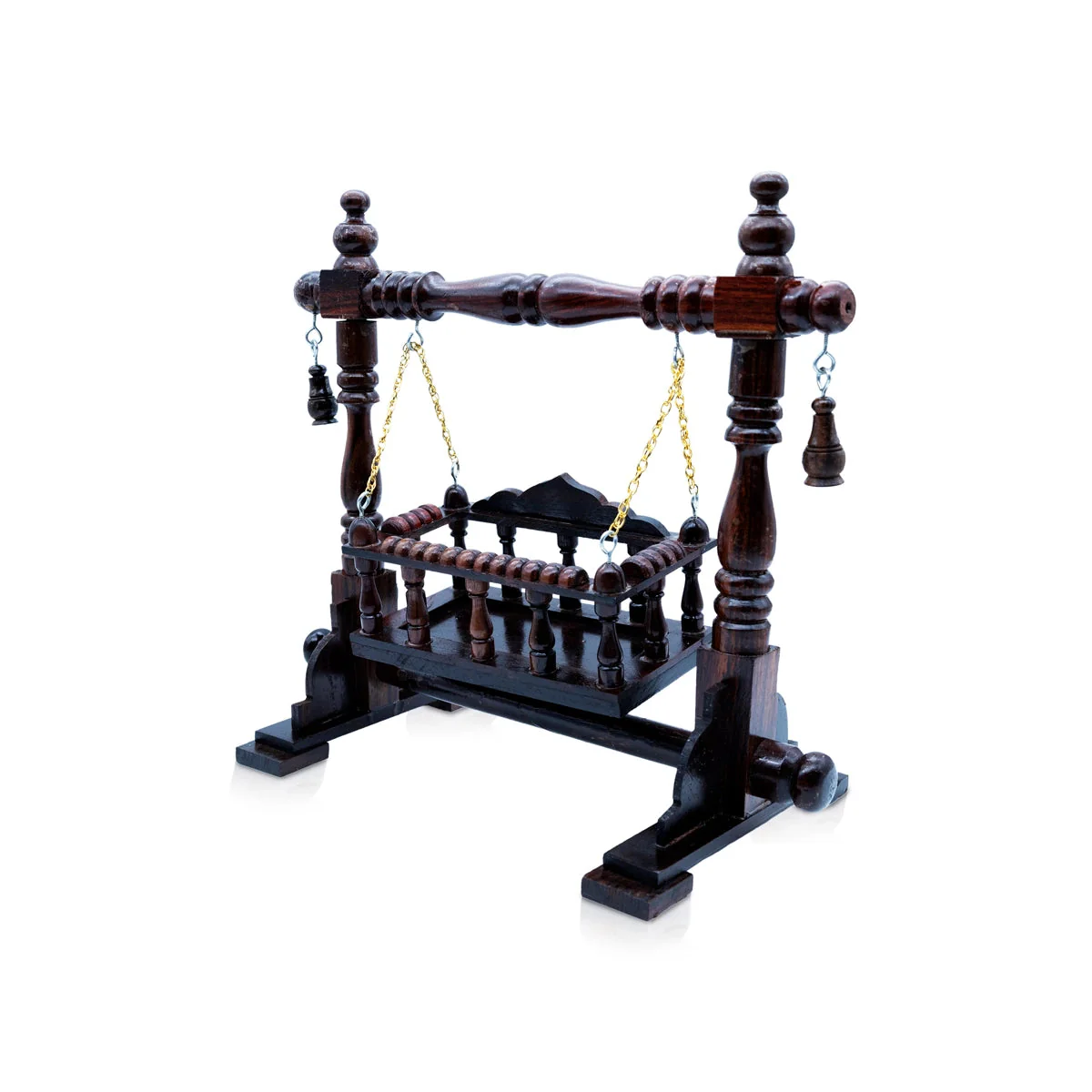 Wooden Jhula - 10.5 x 12 x 6.5 Inches | Wooden Swing Jhula/ Handcrafted Jhoola for Deity - Image 3
