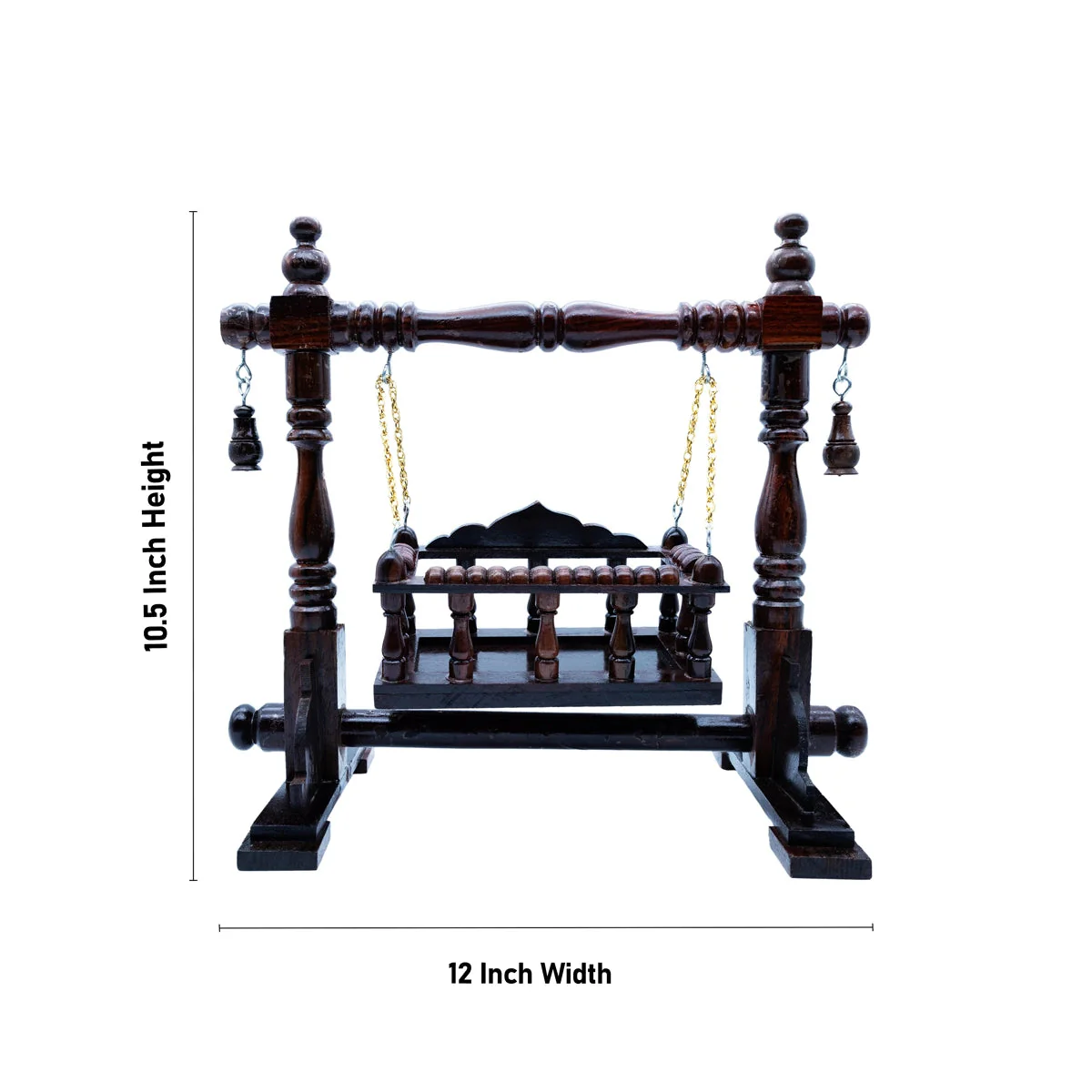 Wooden Jhula - 10.5 x 12 x 6.5 Inches | Wooden Swing Jhula/ Handcrafted Jhoola for Deity - Image 4