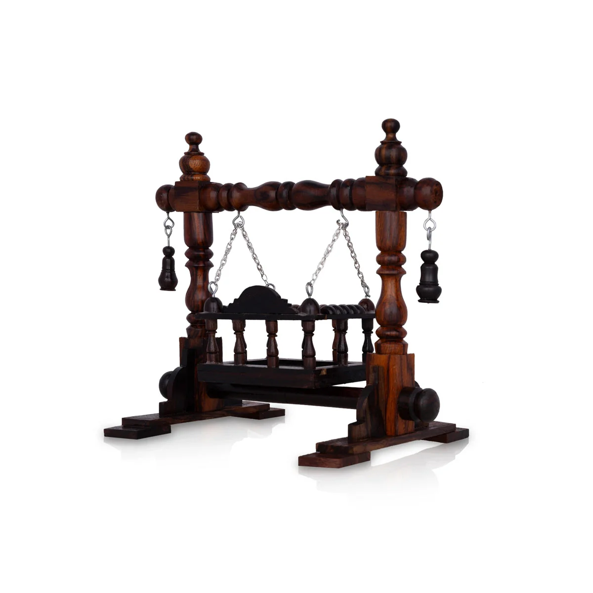 Wooden Jhula - 9.25 x 10 x 6 Inches | Wooden Swing Jhula/ Handcrafted Jhoola for Deity - Image 3