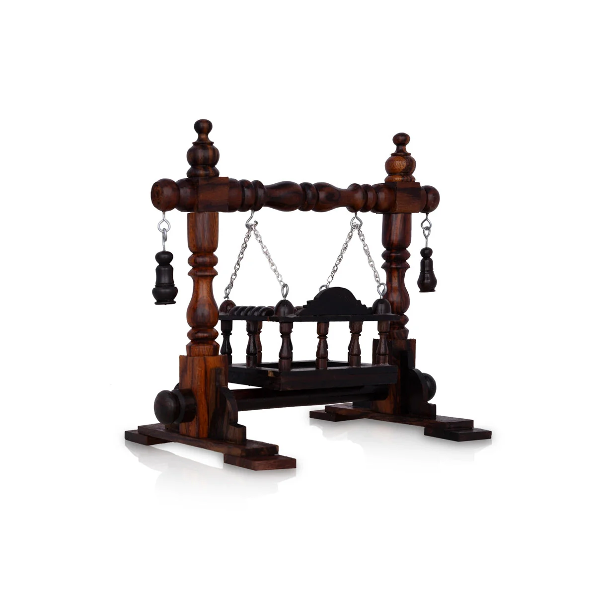 Wooden Jhula - 9.25 x 10 x 6 Inches | Wooden Swing Jhula/ Handcrafted Jhoola for Deity - Image 4
