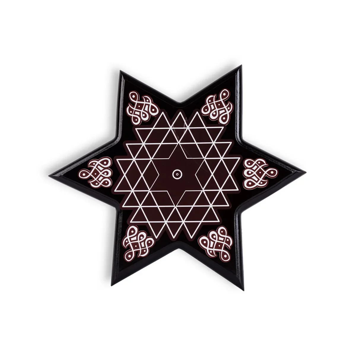 Wooden Manai - 10 X 10 Inches | Star Shape Pooja Manai/ Kolam Design Chowki/ Patta For Home Pooja - Image 2