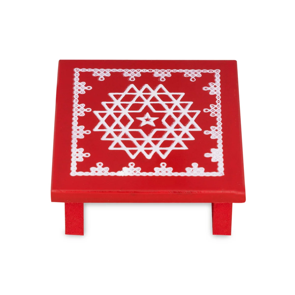 Wooden Manai Palagai - 1.25 X 3 X 3 Inches | Kolam Design Bajot/ Pooja Chowki For Temple & Rituals - Image 2