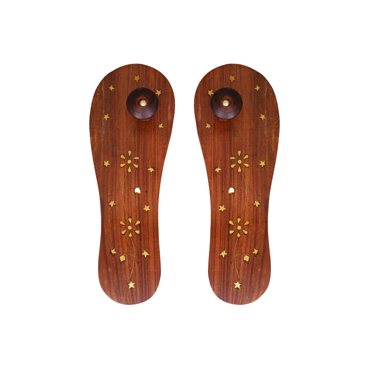 Wooden Paduka - 2.5 X 10.5 Inches | Wooden Padam/ Charan Paduka/ Traditional Footwear For Pooja And Temple - Image 2
