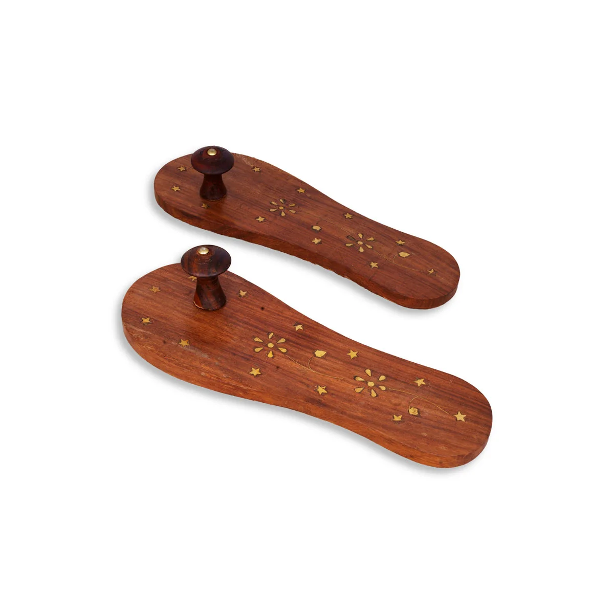 Wooden Paduka - 2.5 X 10.5 Inches | Wooden Padam/ Charan Paduka/ Traditional Footwear For Pooja And Temple - Image 3