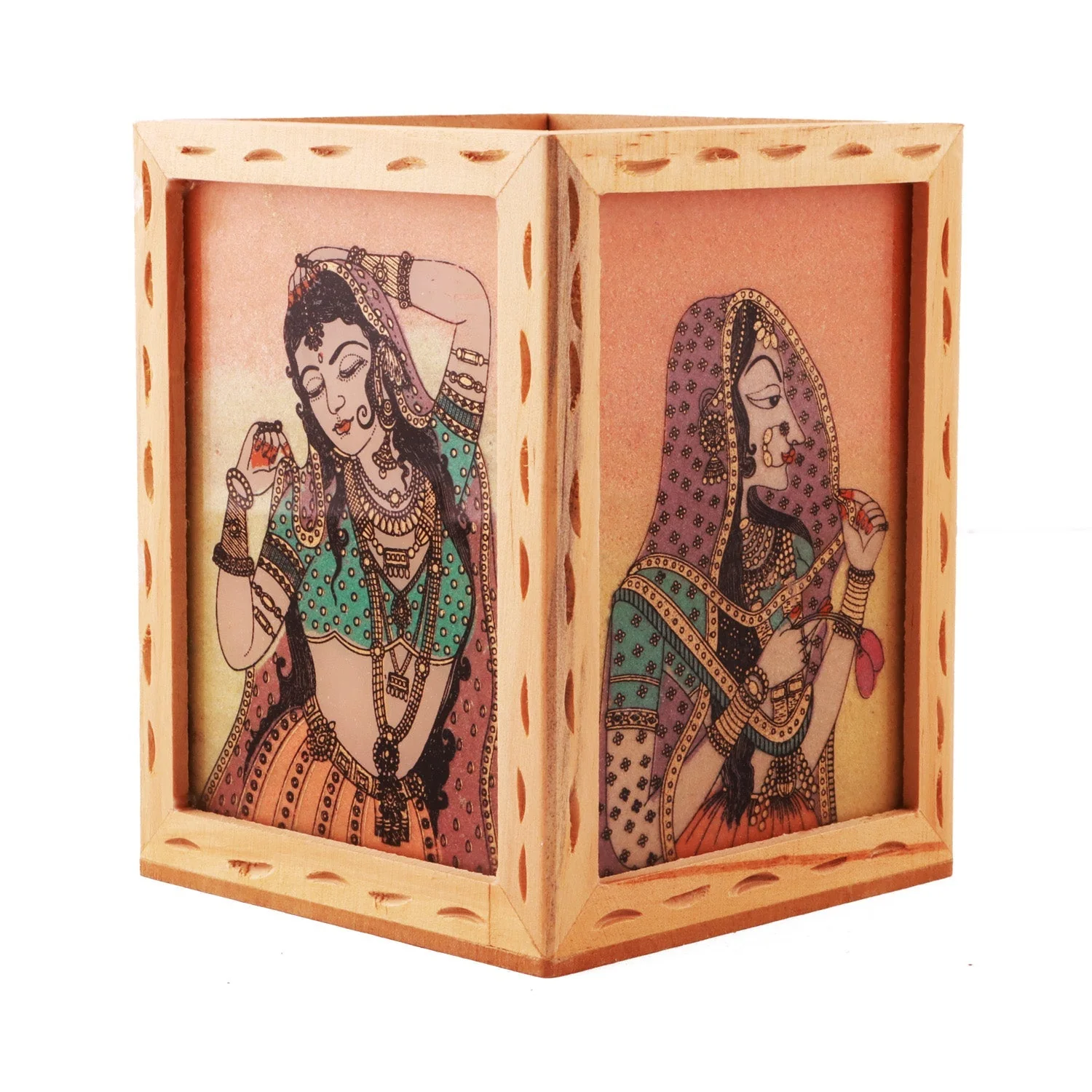 Wooden Pen Stand - 3 x 4 Inches | Decorative Pen Stand/ Gem Stone Painting Pen Holder for Home - Image 2