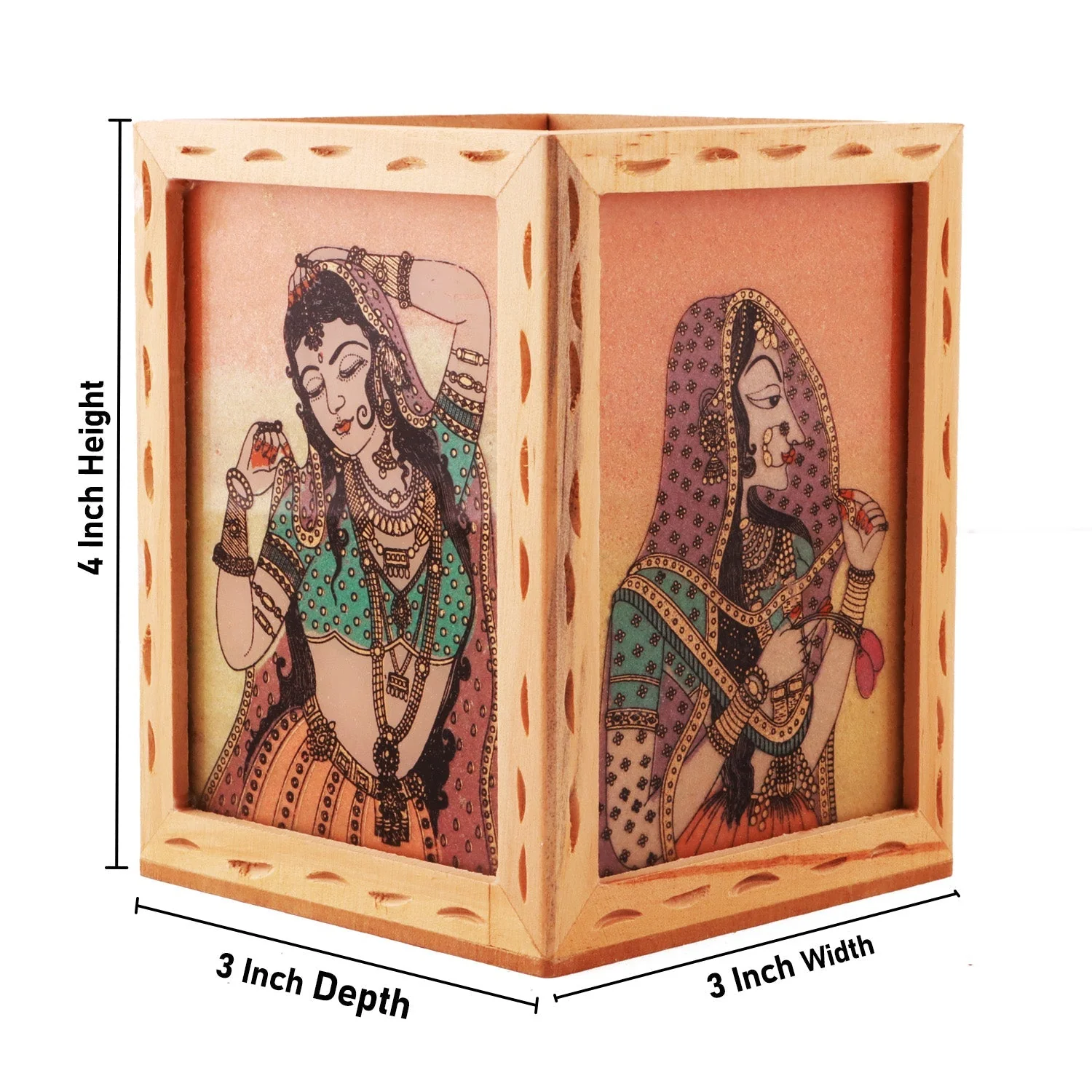 Wooden Pen Stand - 3 x 4 Inches | Decorative Pen Stand/ Gem Stone Painting Pen Holder for Home - Image 3