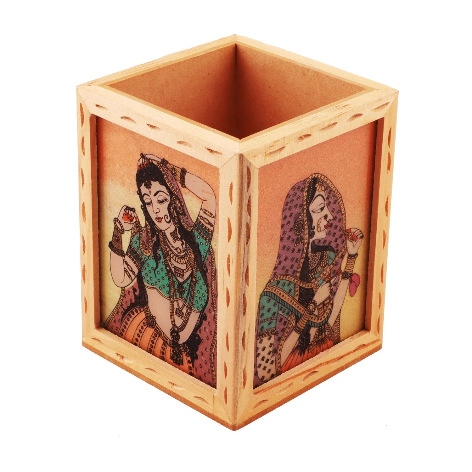 Wooden Pen Stand - 3 x 4 Inches | Decorative Pen Stand/ Gem Stone Painting Pen Holder for Home - Image 4