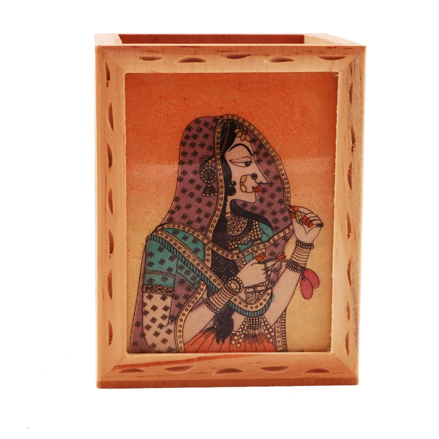 Wooden Pen Stand - 3 x 4 Inches | Decorative Pen Stand/ Gem Stone Painting Pen Holder for Home - Image 5