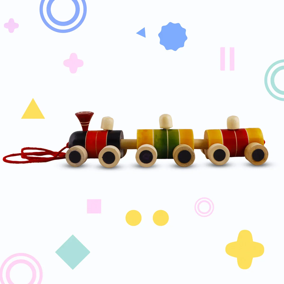 Wooden Train - 3 x 9.5 Inches | Wooden Toy Train/ Handmade Pull Toy for Kids - Image 6