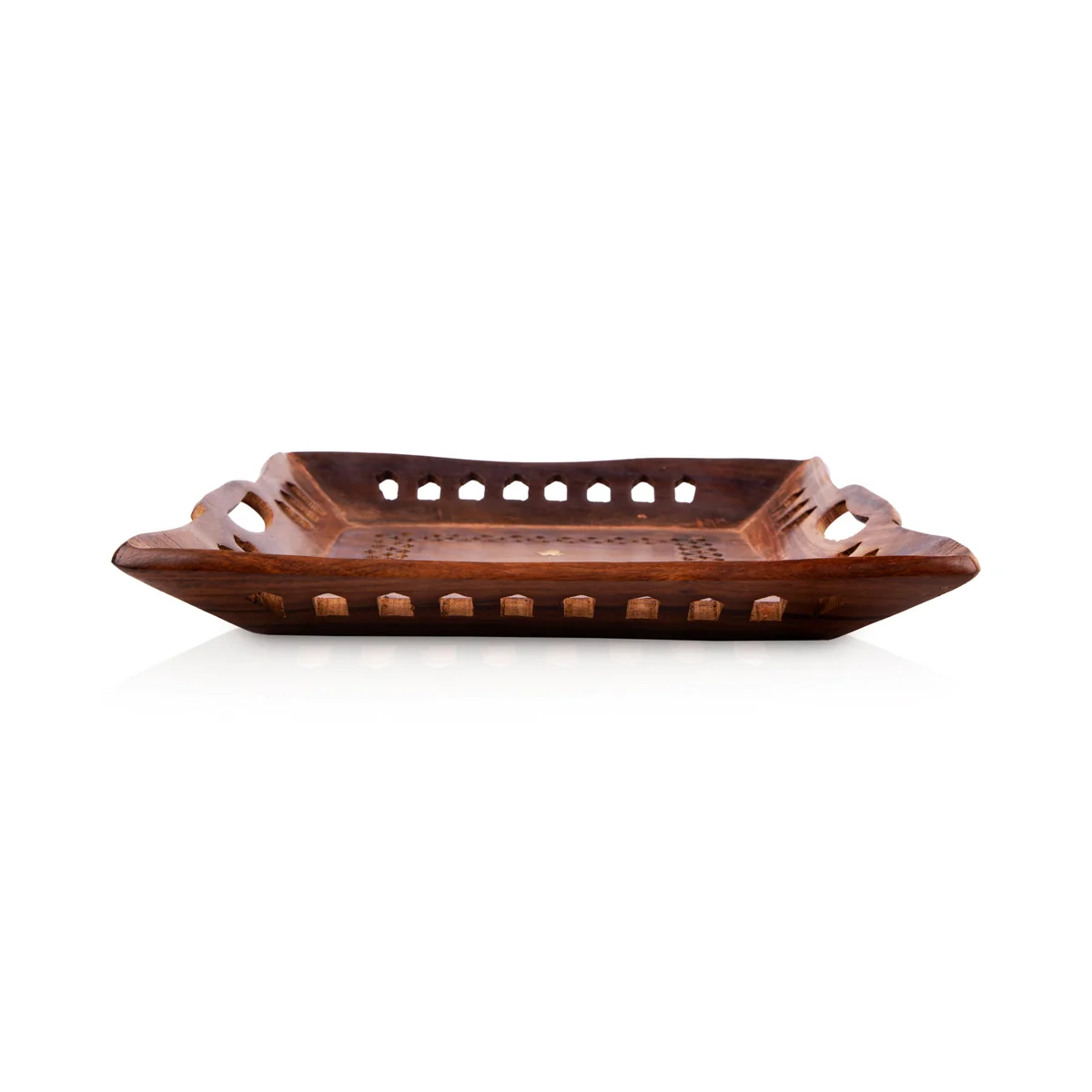 Wooden Tray - 1.5 x 10 x 10 Inches | Kitchen Tray/ Jali Design Decorative Plate/ Serving Tray for Home - Image 4