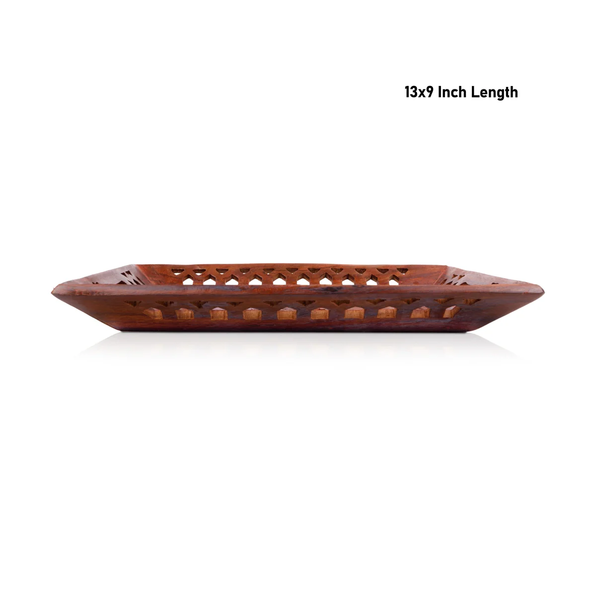Wooden Tray - 1.5 x 13 x 9 Inches | Engraved Flower Design Decorative Plate/Kitchen Tray/Serving Tray for Home - Image 2