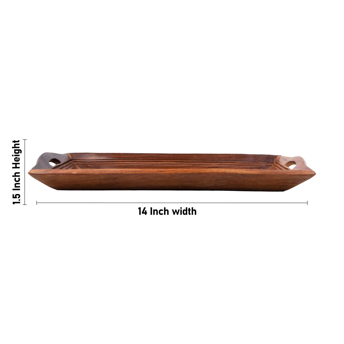 Wooden Tray With Handle - 1.5 x 14 x 6 Inches | Kitchen Tray/ Jali Design Serving Tray for Home - Image 3