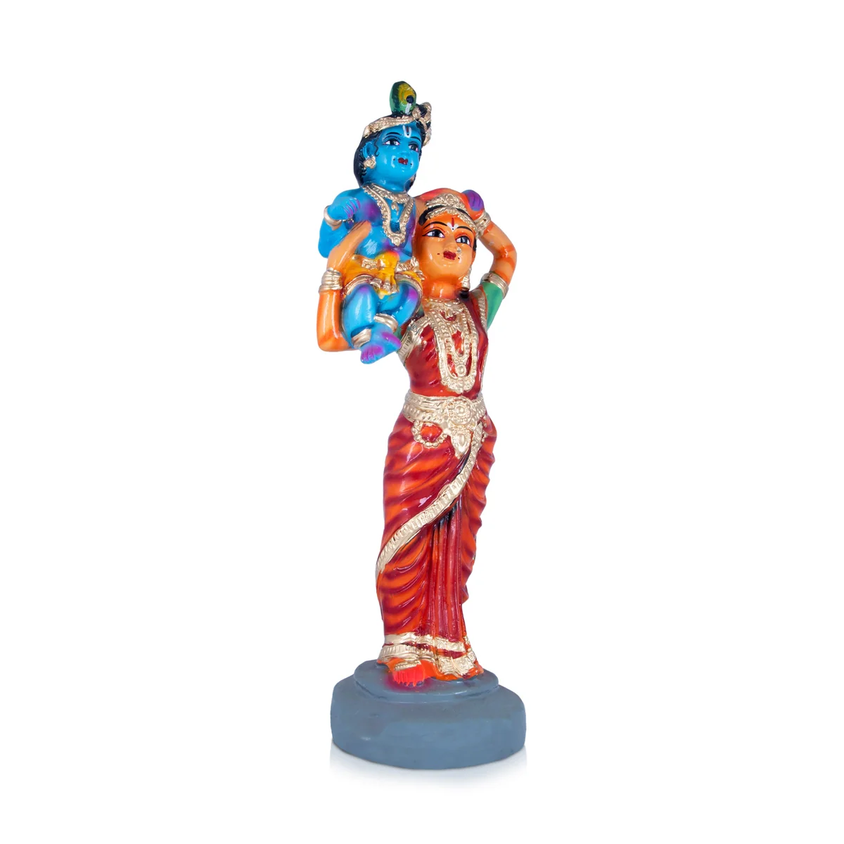 Yashoda Lifting Krishna Paper Mache Golu Bommai - 24 x 8 Inches | Giri Golu Doll/ Navaratri Golu Bomma/Gombe/Bommai - Image 2