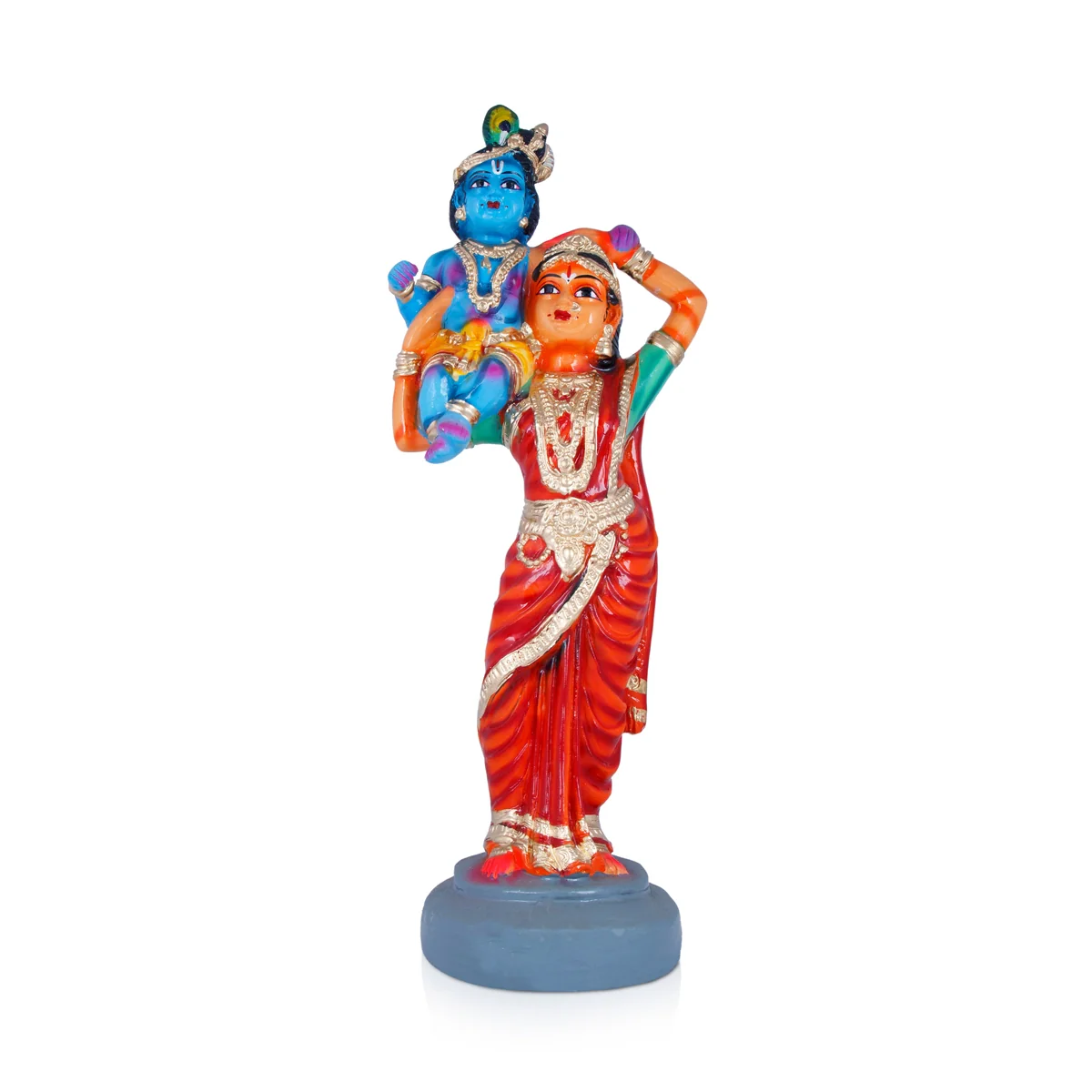 Yashoda Lifting Krishna Paper Mache Golu Bommai - 24 x 8 Inches | Giri Golu Doll/ Navaratri Golu Bomma/Gombe/Bommai - Image 3