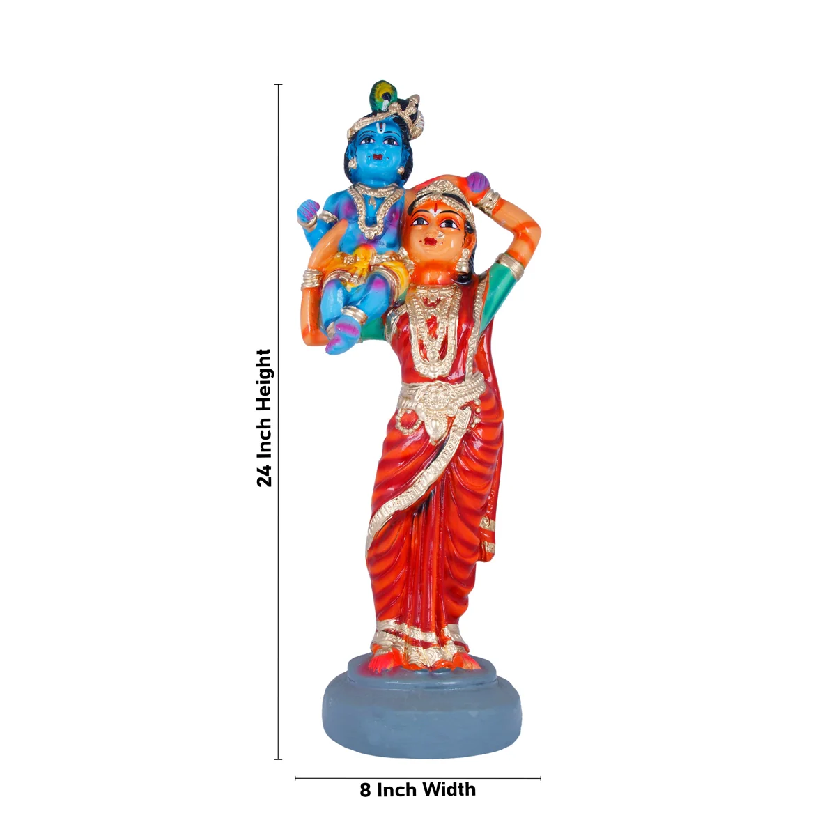 Yashoda Lifting Krishna Paper Mache Golu Bommai - 24 x 8 Inches | Giri Golu Doll/ Navaratri Golu Bomma/Gombe/Bommai - Image 5