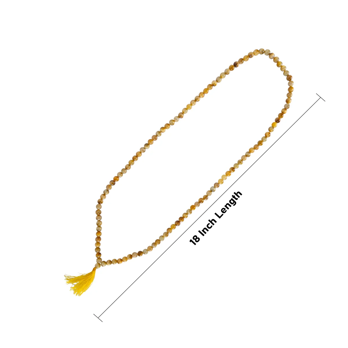 Yellow Cats Eye Mala - 18 X 2.5 Inches | 108 Beads Cats Eye Gemstone Mala/ 7mm/ Crystal Mala For Protection - Image 3