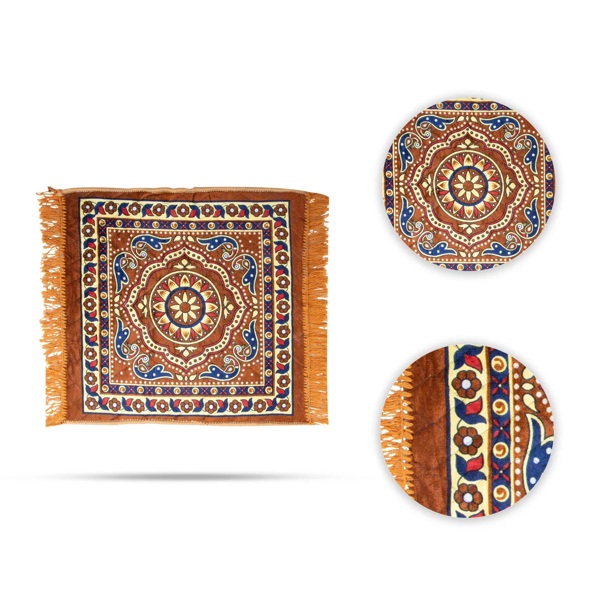 Yoga Mat - 25 x 25 Inches | Pooja Mat/ Velvet Aasan Mat for Meditation - Image 3