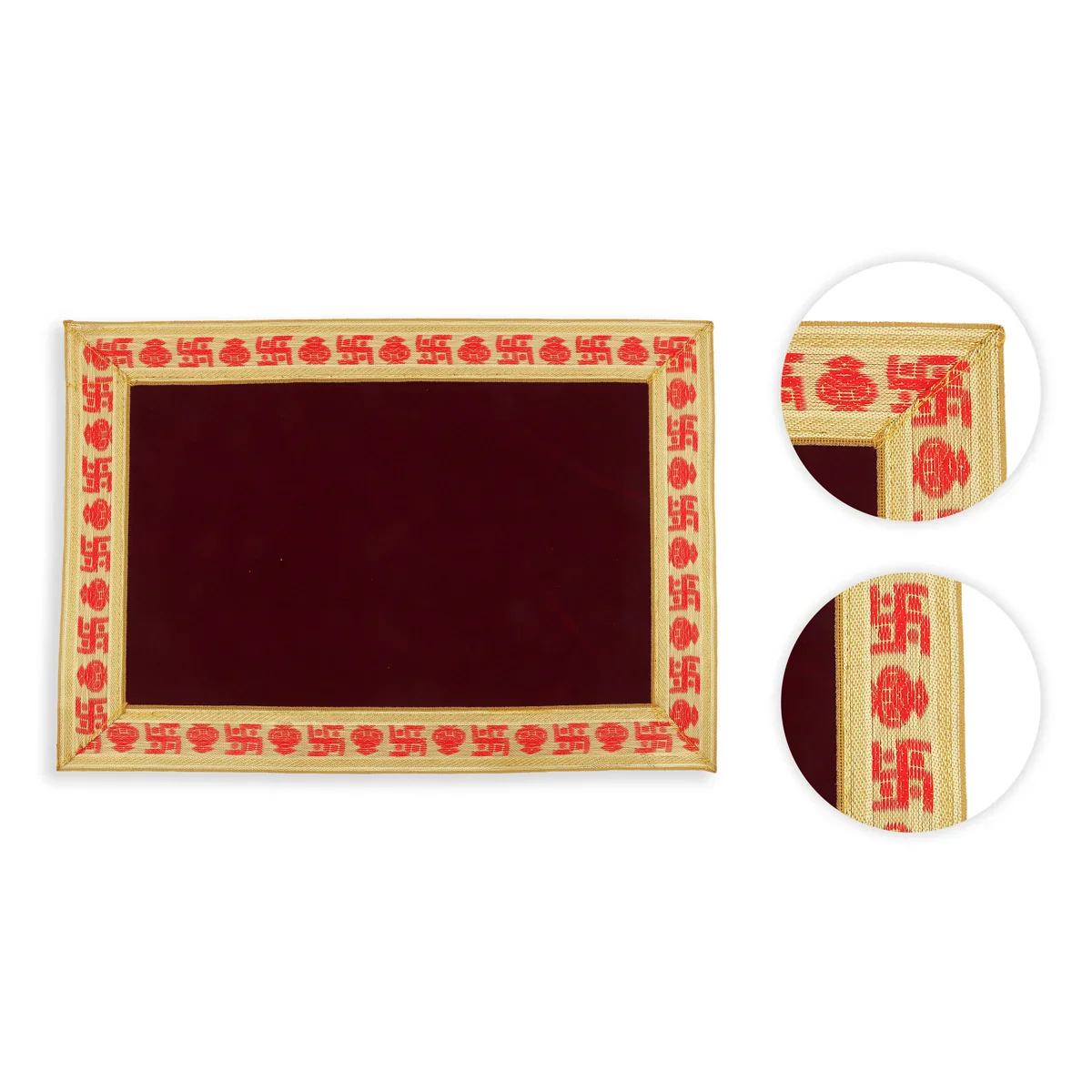 Yoga Mat - 9 x 13 Inches | Velvet Pooja Aasan/ Pooja Mat for Home - Image 4