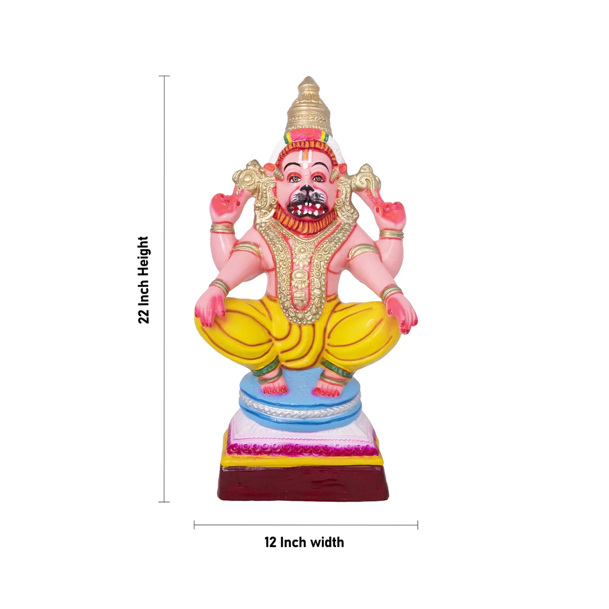 Yoga Narasimhar Paper Mache Golu Bommai - 22 x 12 Inches | Giri Golu Doll/ Navaratri Golu Bomma/Gombe/Bommai - Image 3