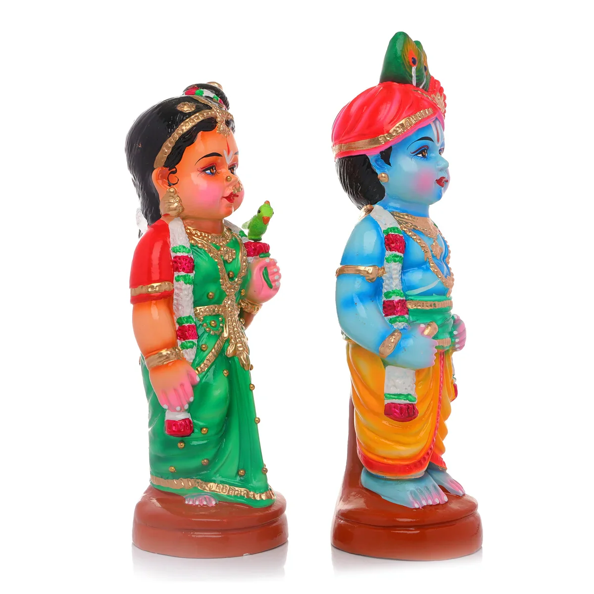 Young Couple Paper Mache Golu Bommai Pair - 14 x 4.5 Inches | Giri Golu Doll/ Navaratri Golu Bomma/Gombe - Image 2