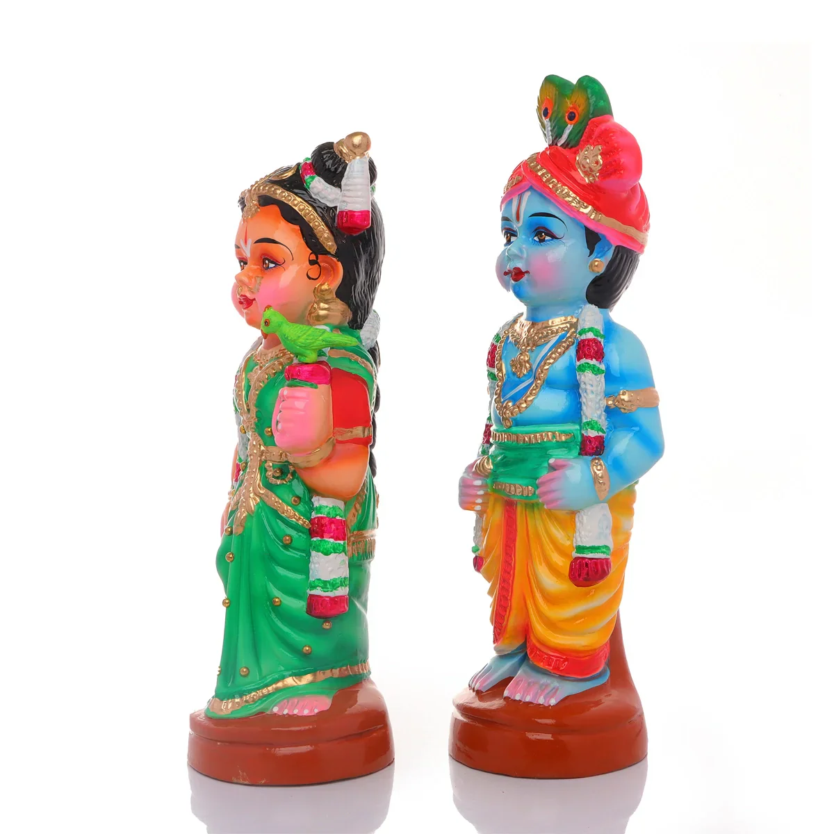 Young Couple Paper Mache Golu Bommai Pair - 14 x 4.5 Inches | Giri Golu Doll/ Navaratri Golu Bomma/Gombe - Image 3