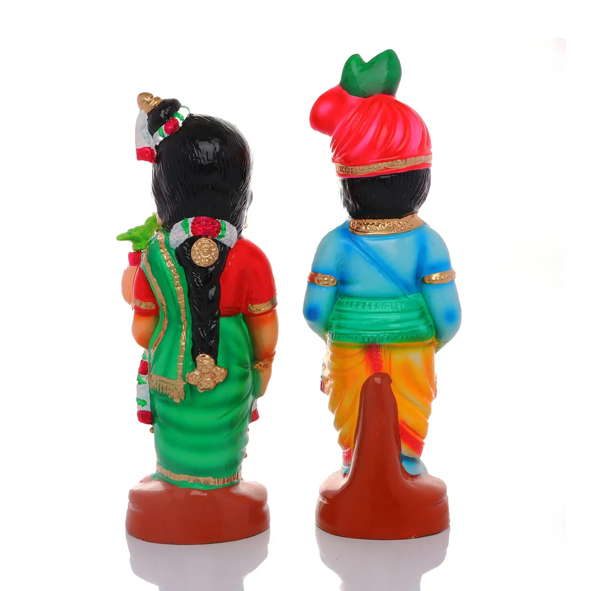 Young Couple Paper Mache Golu Bommai Pair - 14 x 4.5 Inches | Giri Golu Doll/ Navaratri Golu Bomma/Gombe - Image 4