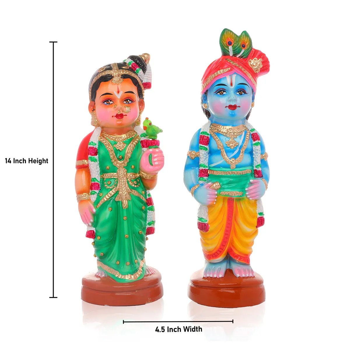 Young Couple Paper Mache Golu Bommai Pair - 14 x 4.5 Inches | Giri Golu Doll/ Navaratri Golu Bomma/Gombe - Image 5