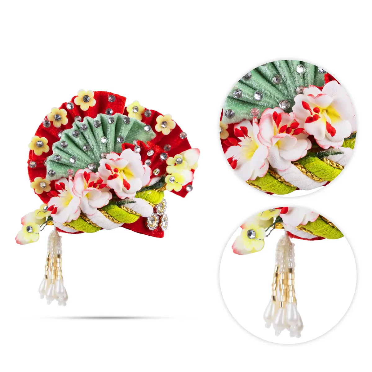 Zari And Stone Design Turban - 3 X 2.25 Inches | Decorative Kireedam/ Kiridam/ Crown For Deity Decor - Image 12