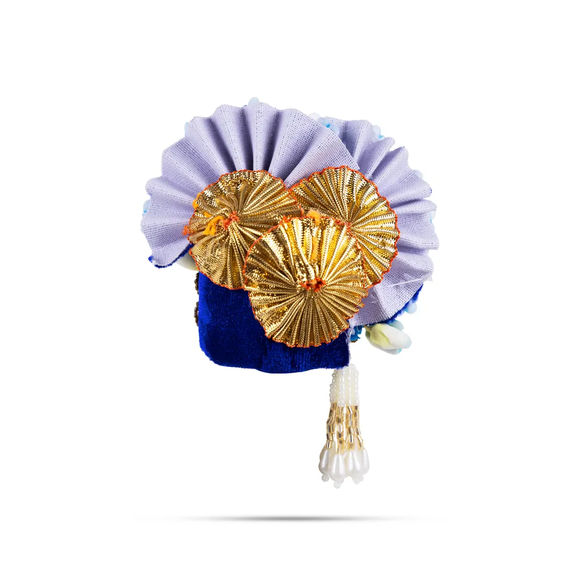 Zari And Stone Design Turban - 3 X 2.25 Inches | Decorative Kireedam/ Kiridam/ Crown For Deity Decor - Image 3