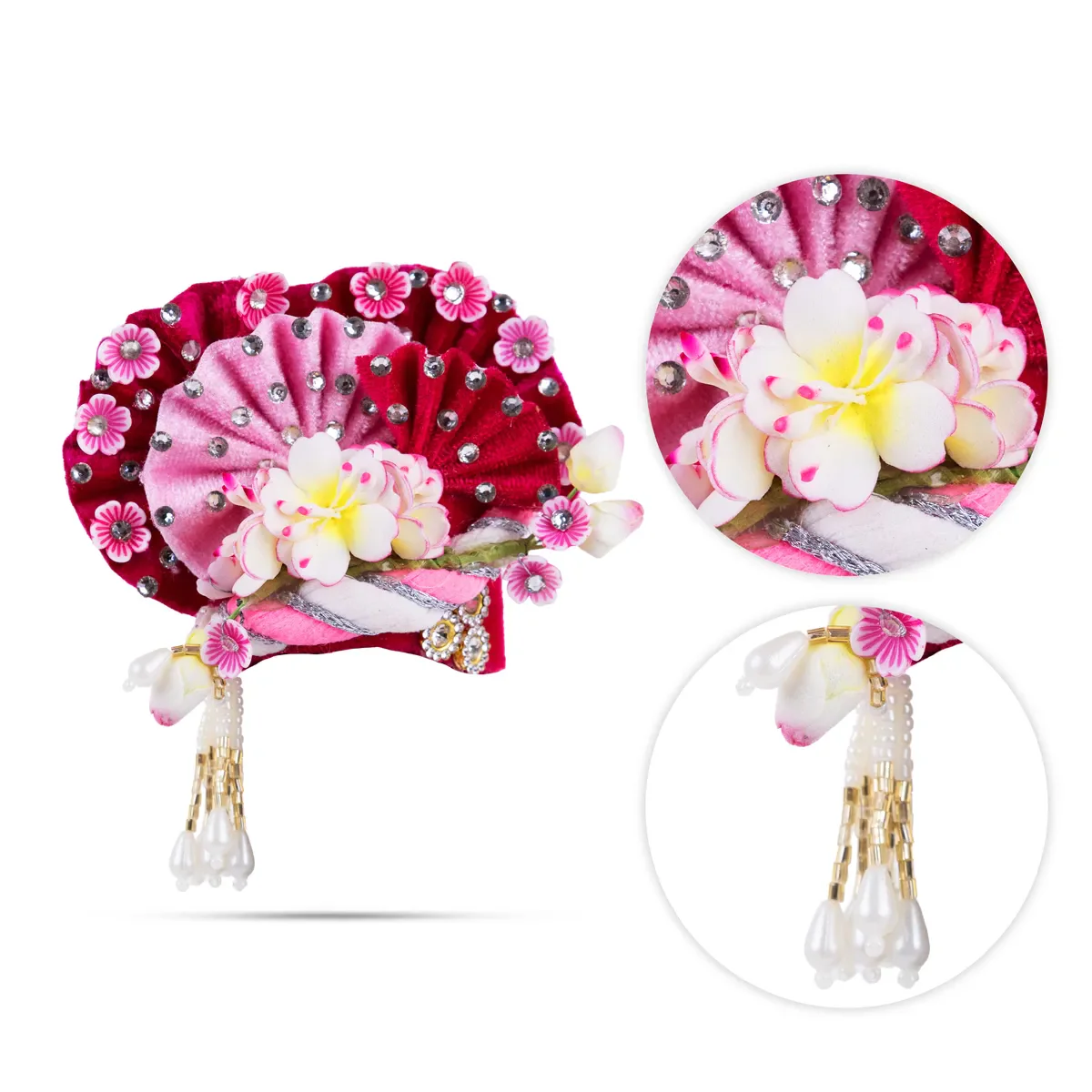 Zari And Stone Design Turban - 3 X 2.25 Inches | Decorative Kireedam/ Kiridam/ Crown For Deity Decor - Image 7