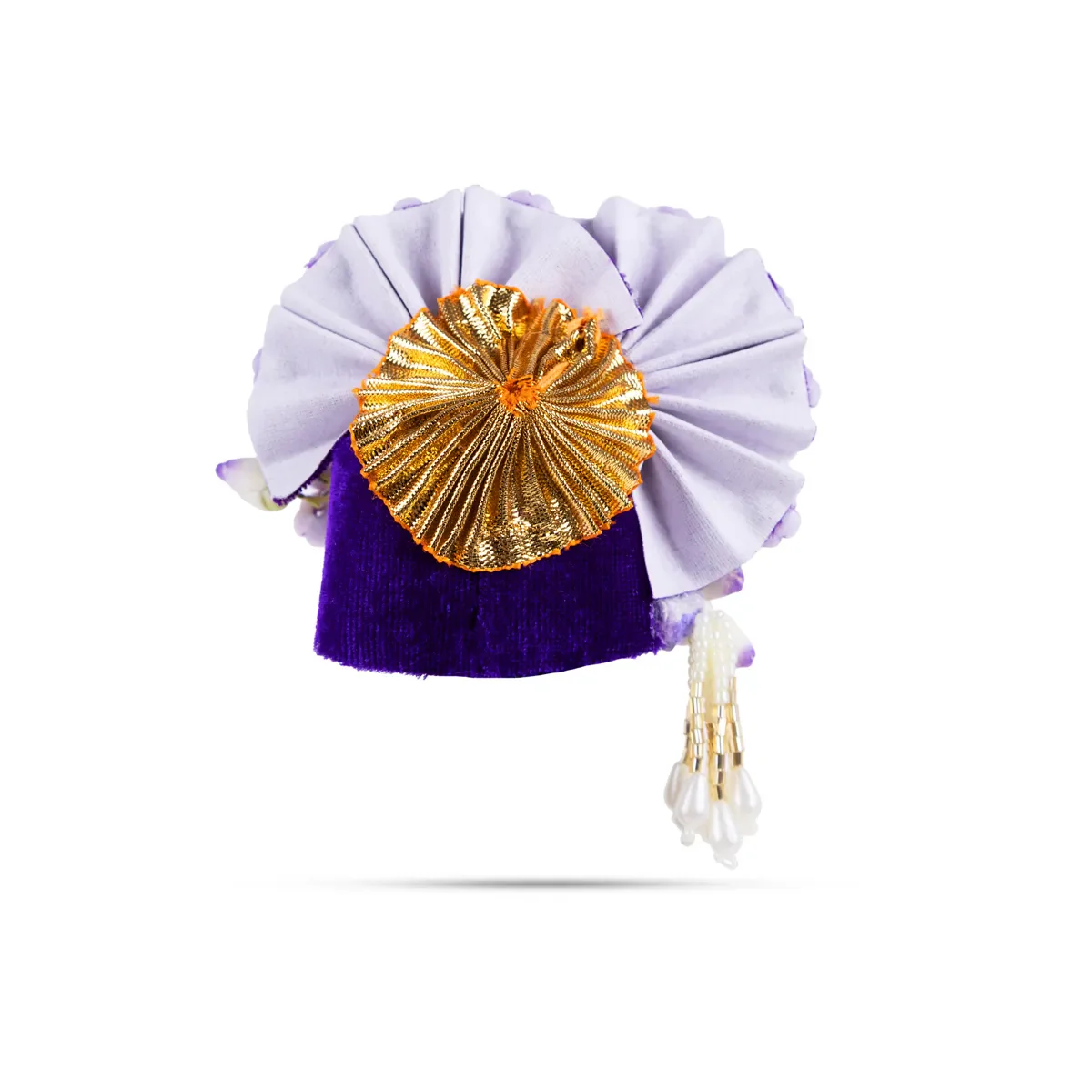 Zari And Stone Design Turban - 3 X 2.25 Inches | Decorative Kireedam/ Kiridam/ Crown For Deity Decor - Image 9
