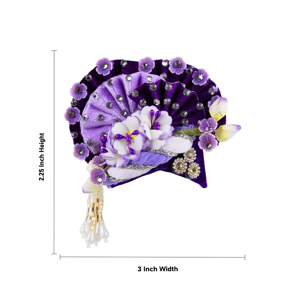 Zari And Stone Design Turban - 3 X 2.25 Inches | Decorative Kireedam/ Kiridam/ Crown For Deity Decor - Image 13