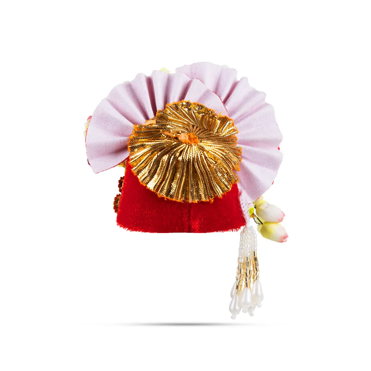 Zari And Stone Design Turban - 3 X 2.25 Inches | Decorative Kireedam/ Kiridam/ Crown For Deity Decor - Image 2